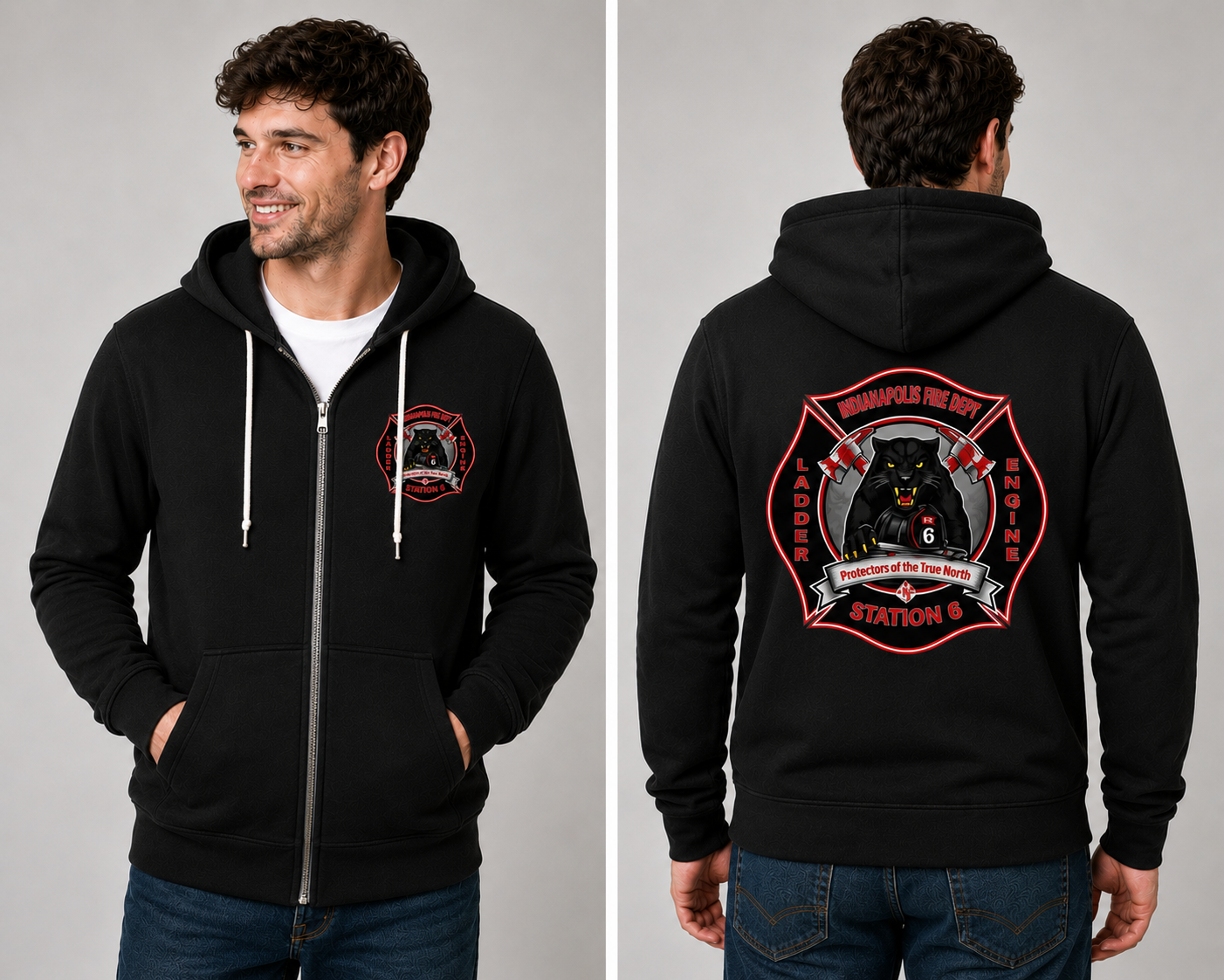 IFD Station 6 Unisex Sponge Fleece Full-Zip Hoodie Sweatshirt